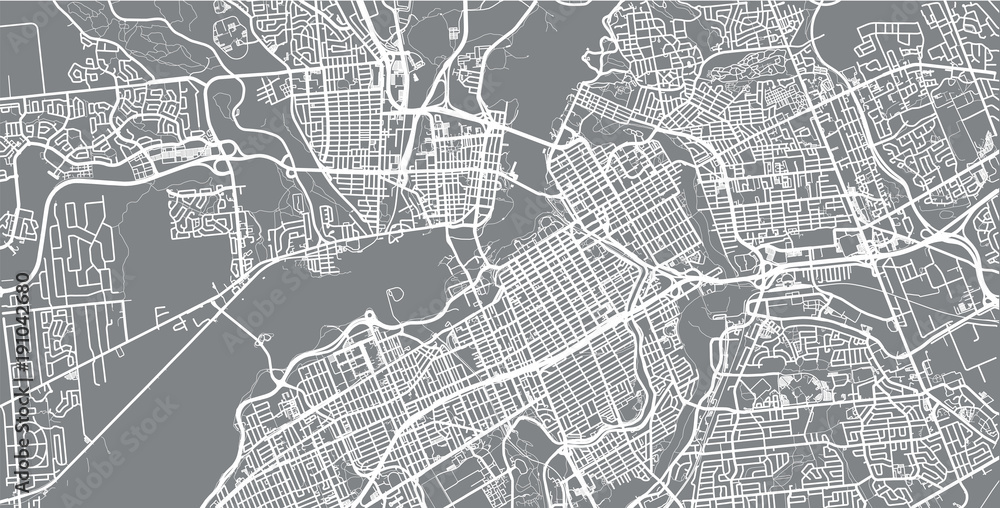 Urban vector city map of Ottawa, Canada