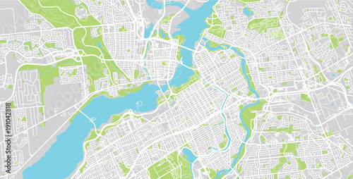 Urban vector city map of Ottawa, Canada