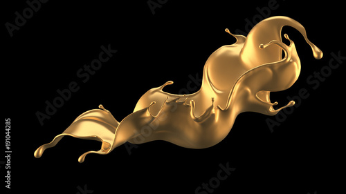 Mysterious, mystical, luxury splash of gold. 3d illustration, 3d rendering. photo