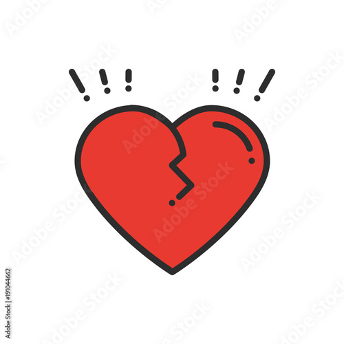 Broken heart line icon. Sign and symbol. Love end relationship lie wedding divorce treachery heartbreak theme. Heart shape.