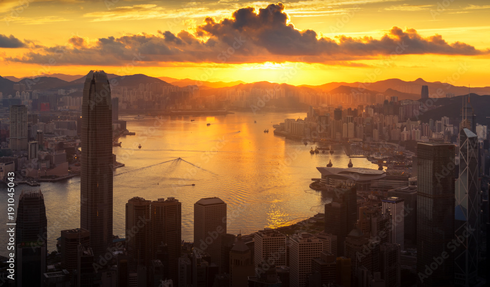 Morning view from Victoria Peak in Hong Kong