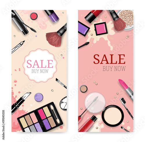 Cosmetics sale banners and ads templates