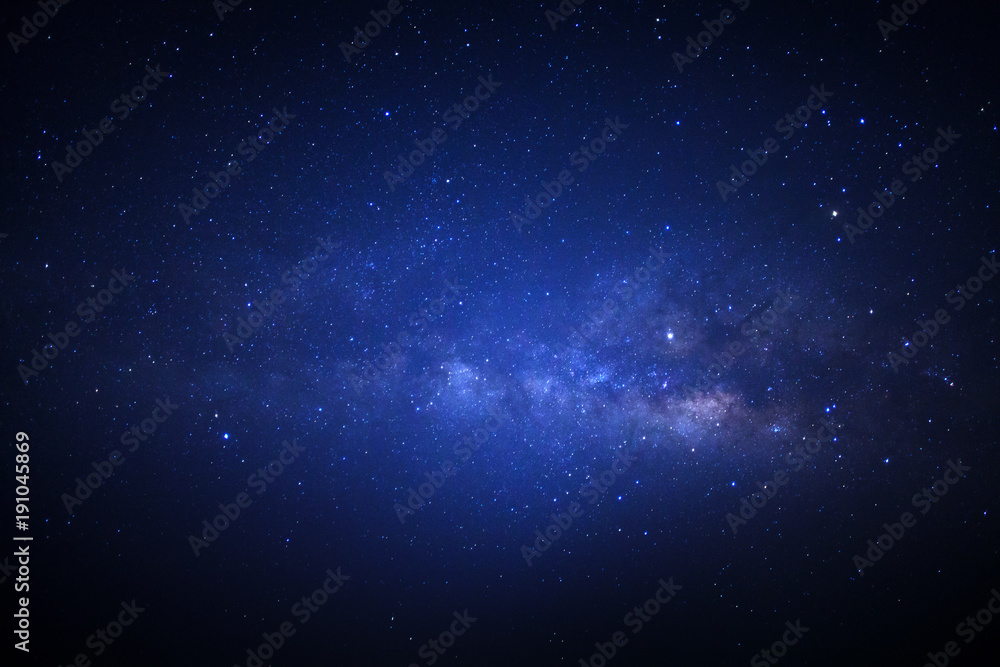 The milky way galaxy with stars and space dust in the universe, Long exposure photograph, with grain The milky way galaxy with stars and space dust in the universe, Long exposure photograph, with grain