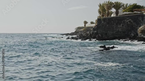 Windy shore of holiday island.