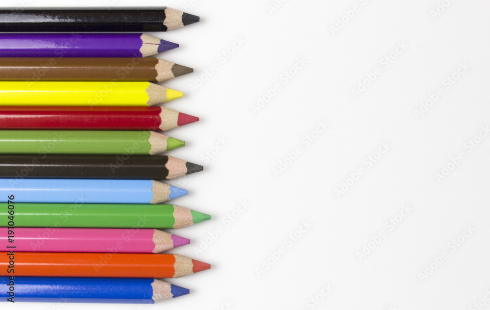 Color pencils on white background. Free royalty images. Color pencils on white background. Free royalty images.