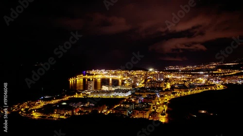 Time lapse of Los Cristianos on Tenerife in the night.