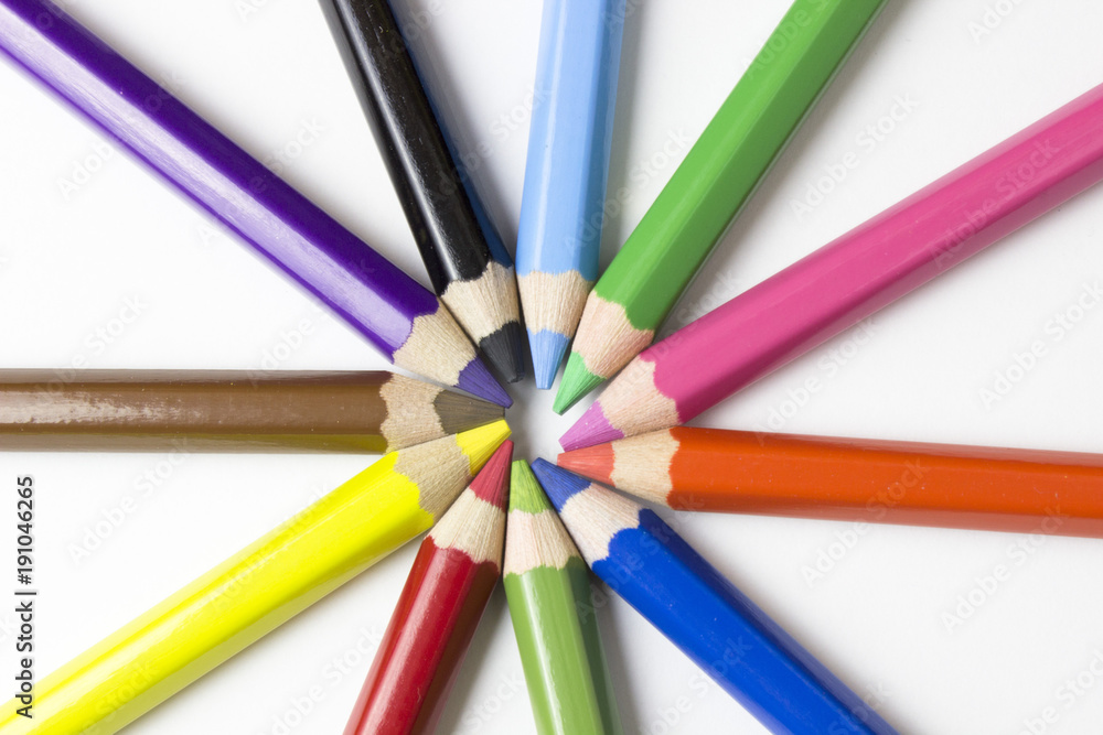 Color pencils on white background. Free royalty images. Color pencils on white background. Free royalty images.