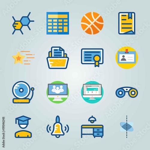 Icon set about Education And School. with computer, ball and circles
