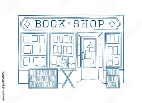 Book store front vector illustration