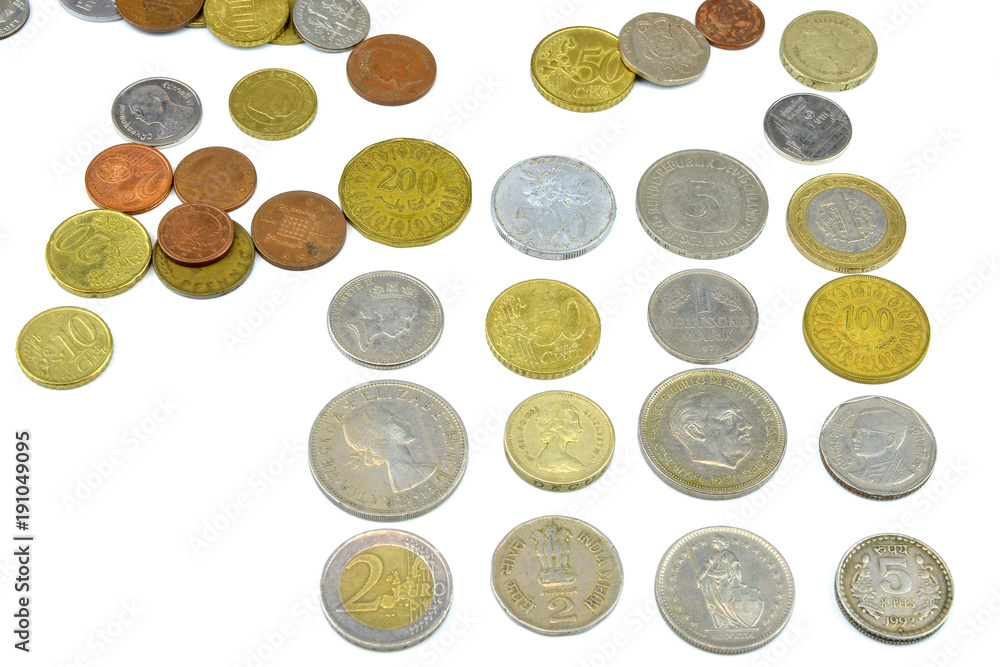 The metallic money of various countries on an isolated background
The metallic money of various countries on an isolated background