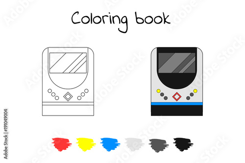 Coloring book for children. Vector illustration. subway train, m