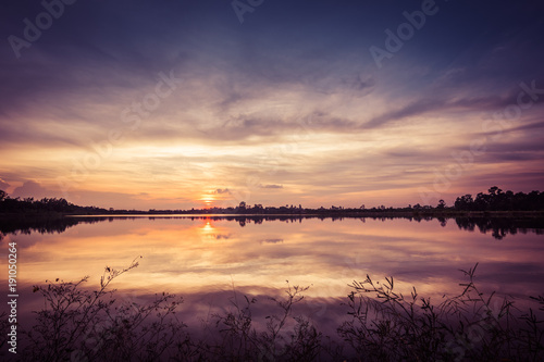 Sunset at the lake landscape