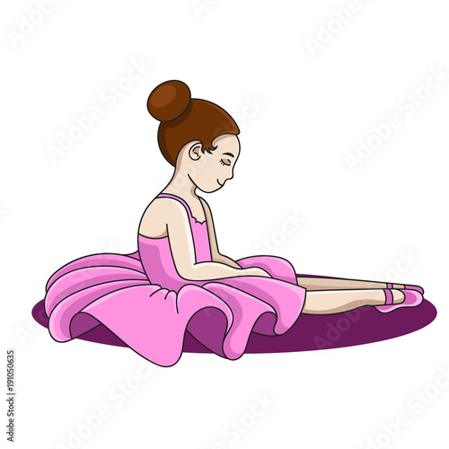 young ballerina sitting on the floor, vector illustration