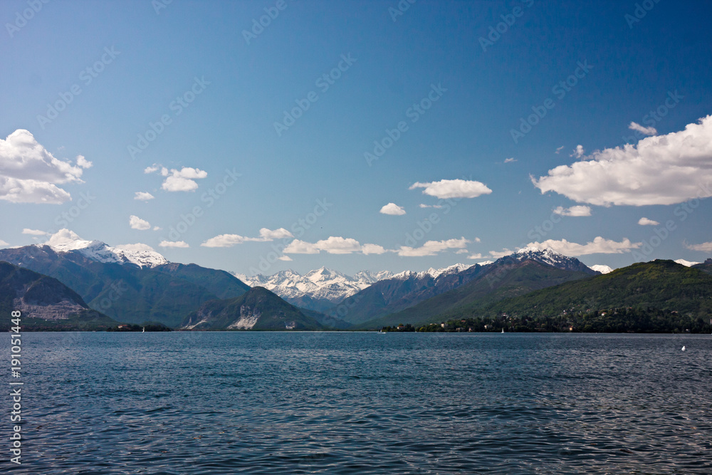Panoramic view of Lake Maggiore, in Italy