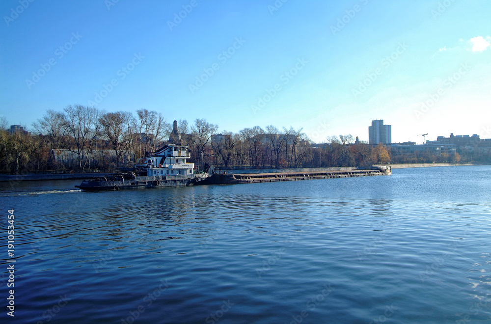 Moscow river in autumn on a Sunny day
