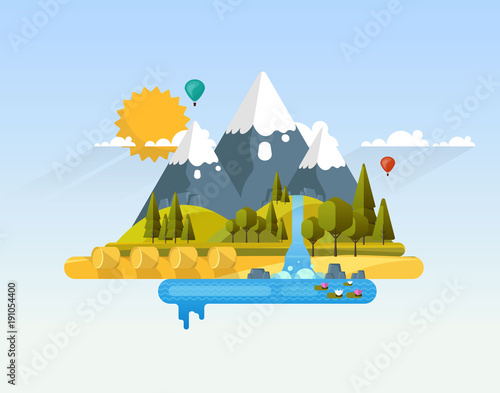 Flat Vector Farmland Abstract Illustration.