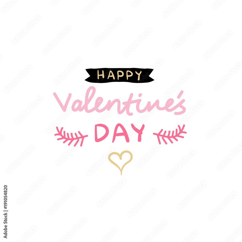 Happy Valentine Day Stamp Text Hand Drawn