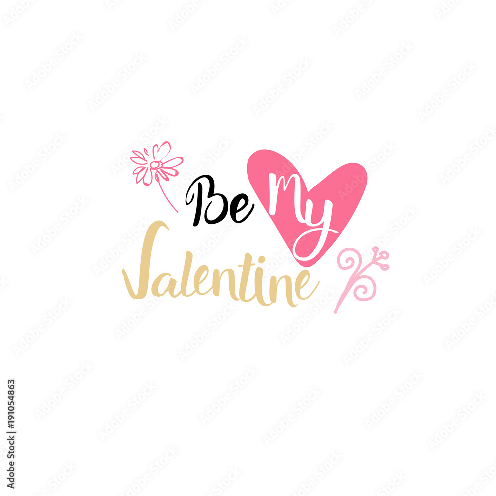 Love Card Hand Drawn Lettering Valentine Day Label, Creative Typography Element Vector Illustration