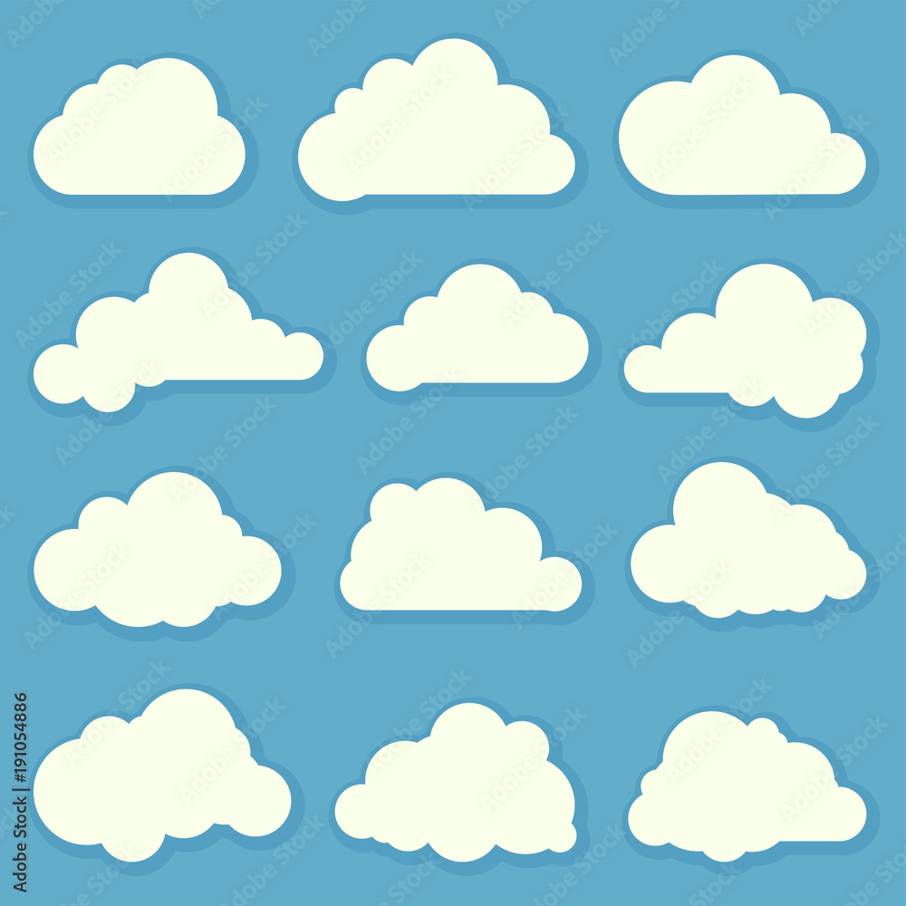 Naklejka Clouds. Vector flat design elements set.