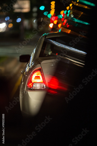 Night road traffic in a big city (shallow DOF)