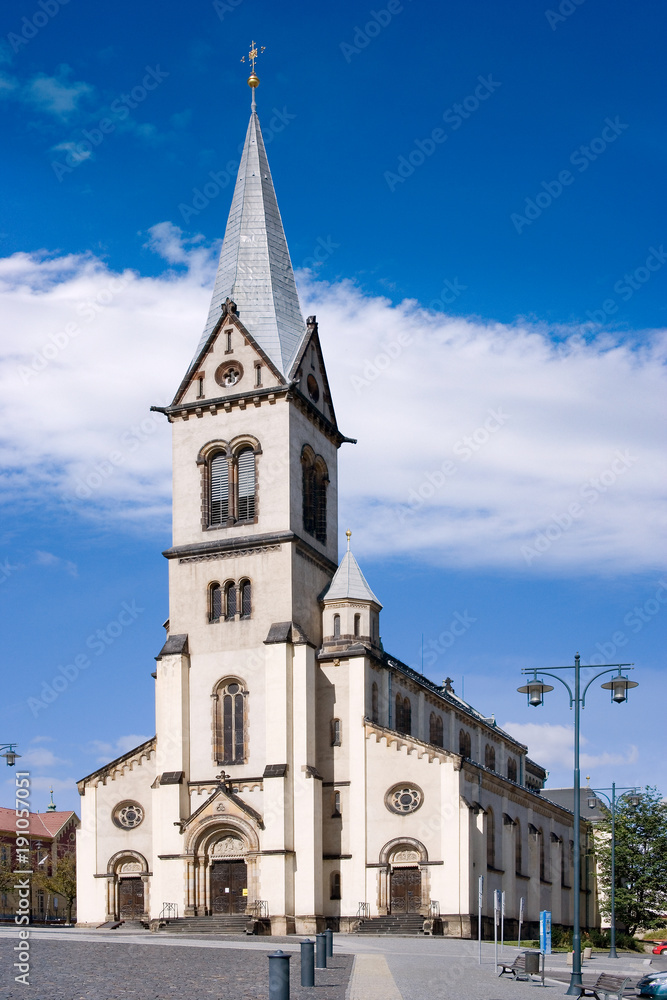 Church of the Assumption of the Virgin Mary, historical town center of town Kladno, Central Bohemia, Czech republic