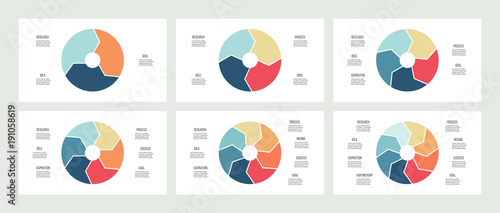 Business infographics. Pie charts with 3, 4, 5, 6, 7, 8 steps, arrows. Vector templates. Free Download Business infographics. Pie charts with 3, 4, 5, 6, 7, 8 steps, arrows. Vector templates. - GFXLoad
