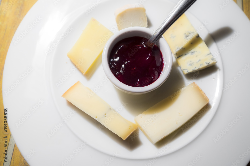 Traditional French dessert with different cheeses Traditional French dessert with different cheeses