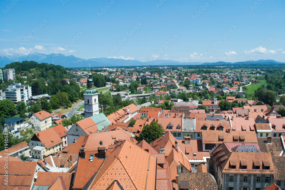 Rooftops of the town of Skofja Loka in Slovenia.
