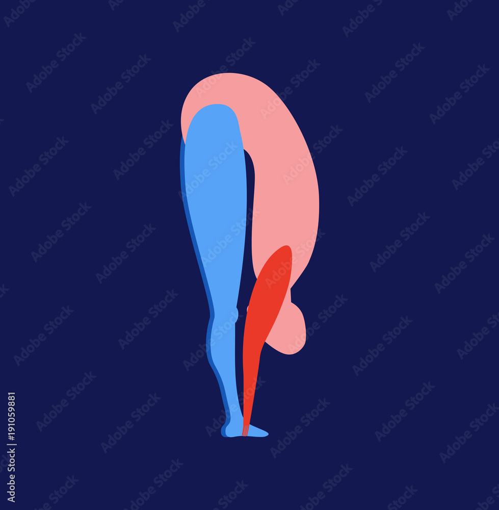 modern linear drawing of a yoga pose surya-namaskar asana pada-hastasana modern linear drawing of a yoga pose surya-namaskar asana pada-hastasana