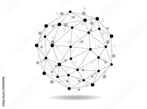 Vector wireframe connecting earth sphere.