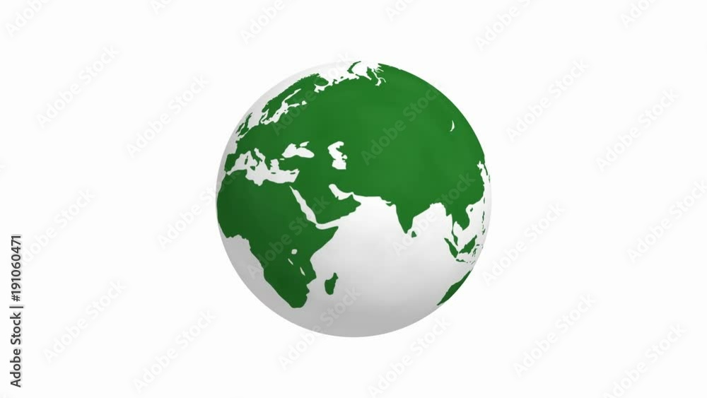 Rotating green earth 4K animation with white background Rotating green earth 4K animation with white background