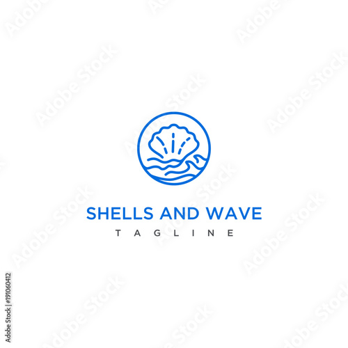 shells and wave logo design concept.