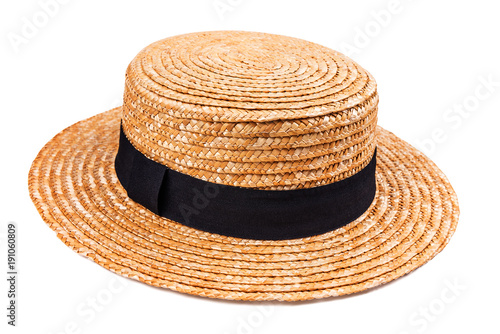 yellow straw hat on white
