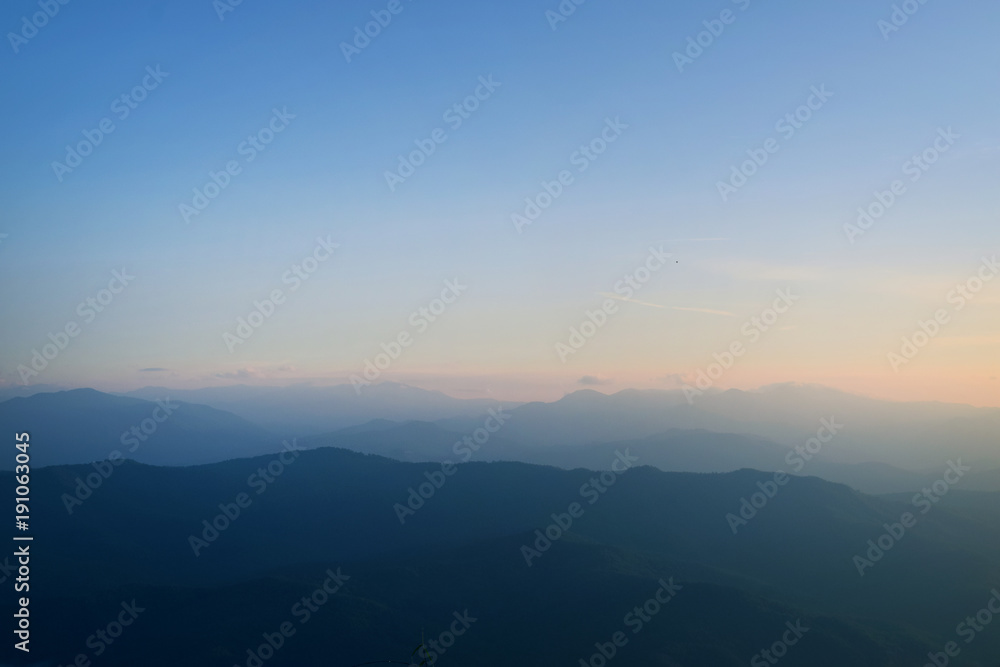 Mountain sky and Beautiful morning View on background 