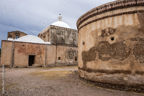 USA, Arizona, 30,06,2016.Mission Tumacácori, south of Tucson, is an historic Spanish colonial mission that has been preserved, but not restored, providing a unique perspective on the colonial era. photo