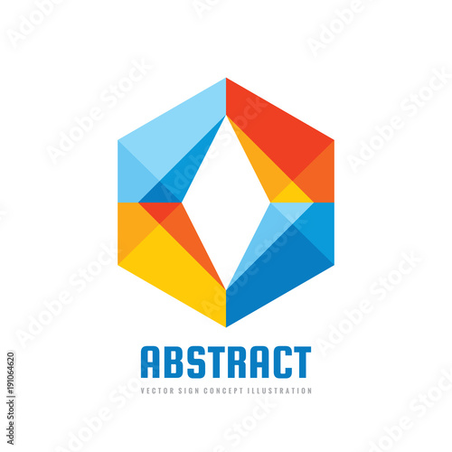 Free Download Abstract - vector logo template concept illustration. Cooperation creative sign. Hexagon icon. Two colored design elements. - GFXLoad