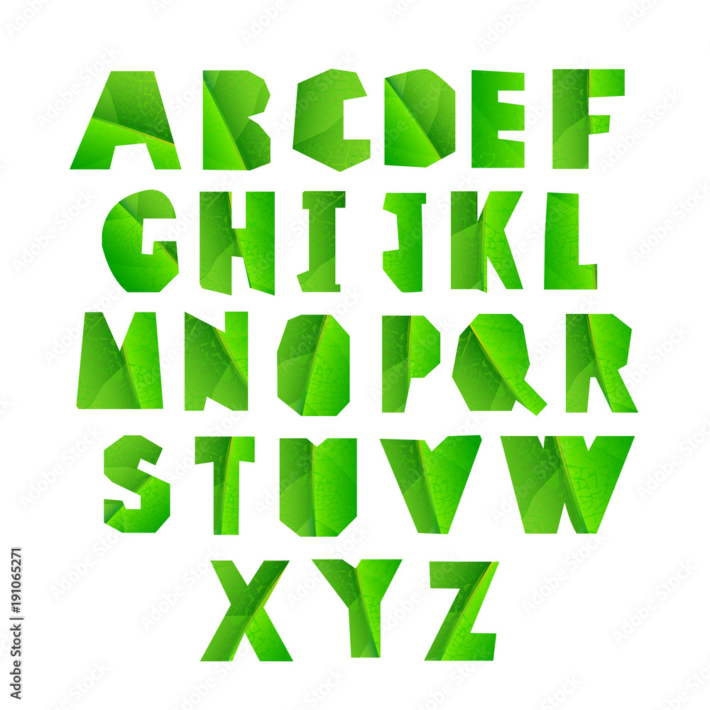 Leaf Cut Alphabet. Vector illustration. EPS10 Leaf Cut Alphabet. Vector illustration. EPS10