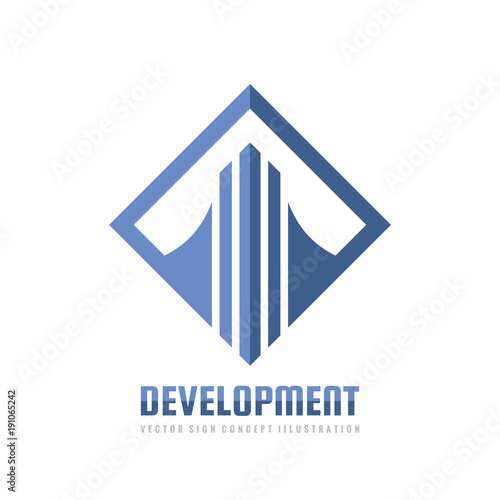 Abstract building construction - vector logo template concept illustration in line art style. Stripes in hexagon shape. Real estate icon. Design element. 