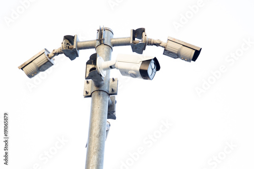 Close circuit cameras on towers for security isolated.