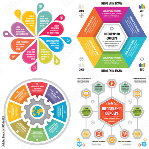 Infographic elements template business concept banners for presentation, brochure, website and other design project. Abstract infograph creative layout vector set. 