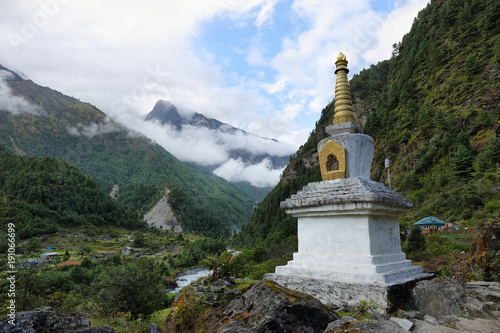 Tibetan Buddhist Stupa on the way to Phakding i