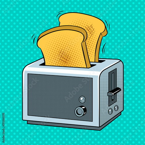 Toaster with toast pop art vector illustration