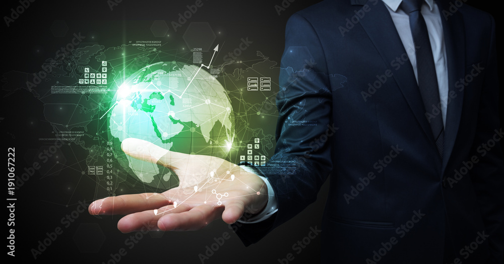 Global internet using concept with businessman