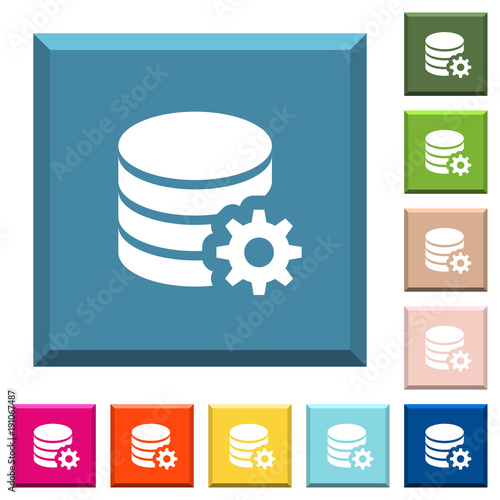 Database configuration white icons on edged square buttons
