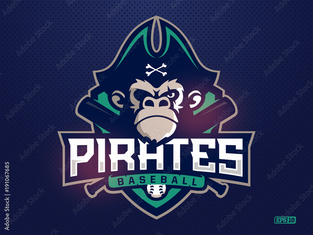 Modern professional emblem pirates monkey for baseball team Modern professional emblem pirates monkey for baseball team
