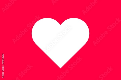 Banner white heart on red background, flat icon. Symbol of love, feelings, relationships. Vector illustration of a romantic element