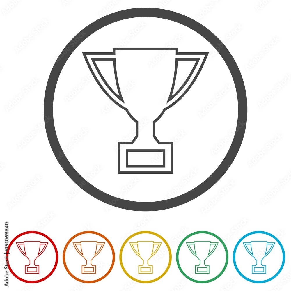 Trophy Cup Flat Icon, 6 Colors Included Trophy Cup Flat Icon, 6 Colors Included