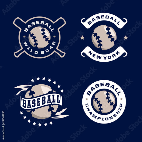 modern professional emblems set for baseball game tournament
