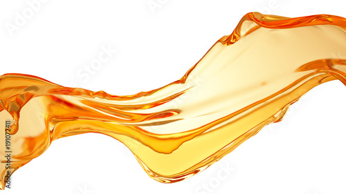 Isolated splash of orange juice. 3d illustration, 3d rendering.