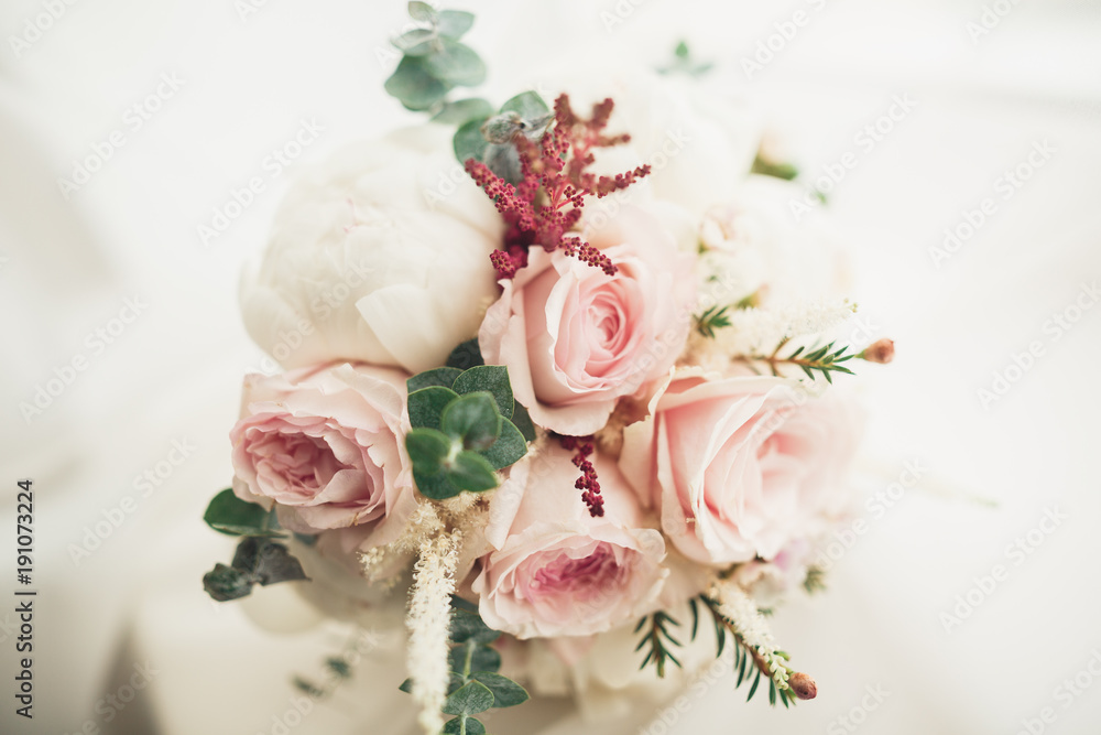 Wonderful luxury wedding bouquet of different flowers Wonderful luxury wedding bouquet of different flowers